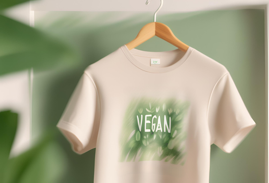 T-shirt avec écrit "Vegan"